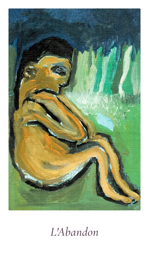 L’Abandon, carte de La Petite Pythie, l’oracle de l’amour peint à la main par Elena Wolska